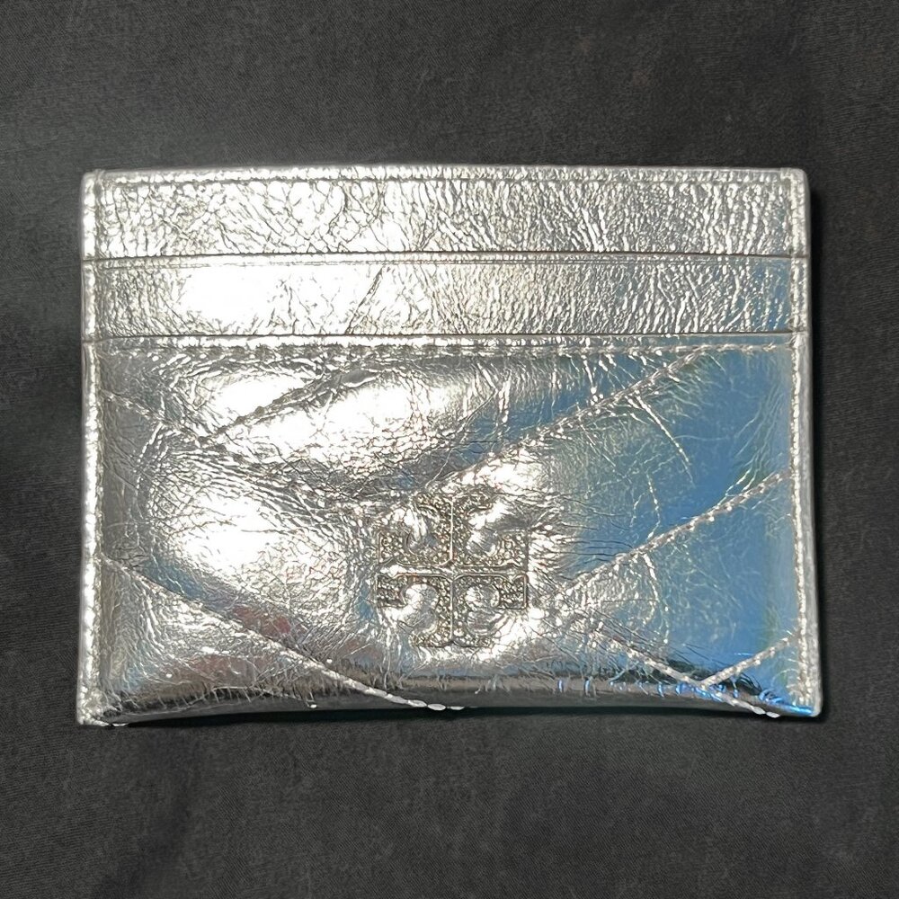 Tory Burch Metallic Diamond Quilt Card Case